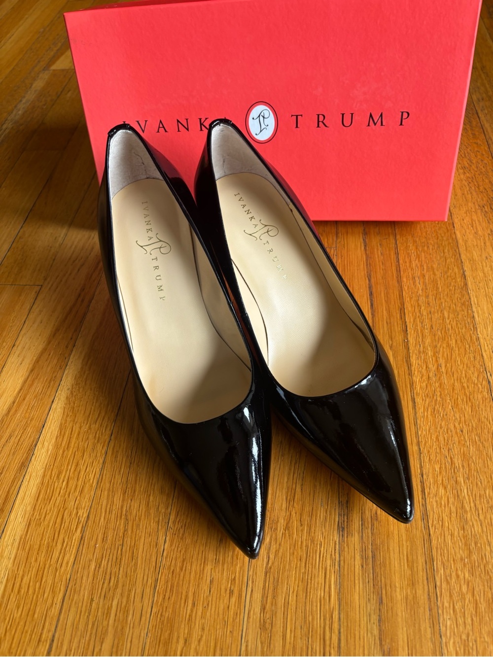 Ivanka Trump Black Patent Pointed-Toe Pumps - Sleek Classic